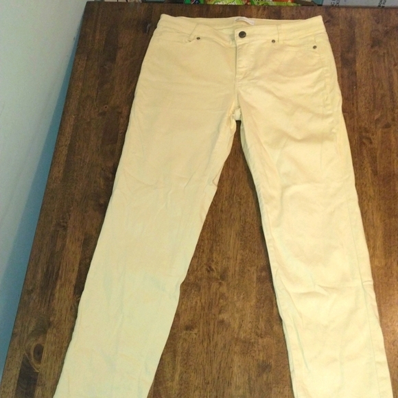 J Jill - Slim Boyfriend Straight Leg Jeans - Pale/ Butter Yellow - 12 - Picture 1 of 8